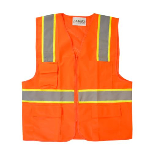 Chaleco Alta Visibilidad Naranja LAMIRA LS-4051 con Malla y 4 Bolsas