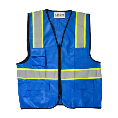 Chaleco Alta Visibilidad Azul LAMIRA LS-4051 con Malla y 4 Bolsas