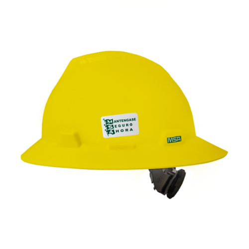 Casco de seguridad MSA V-Gard ala ancha color amarillo