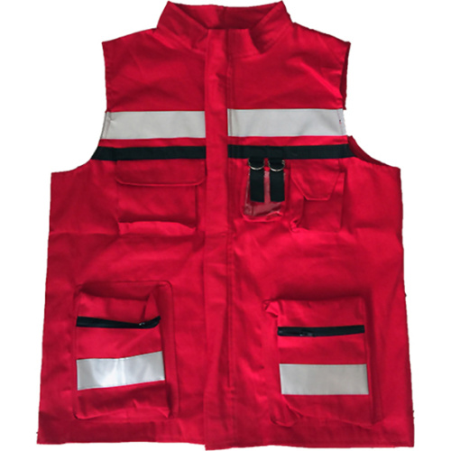 Chaleco Brigadista Plus Rojo Chico FRYEP 100% Algodón con Reflejante Lavable